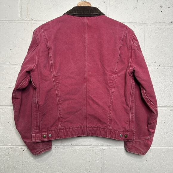 Y2K Carhartt Sherpa-Lined Detroit Jacket “Raspberry” WJ097 - Picture 2 of 16